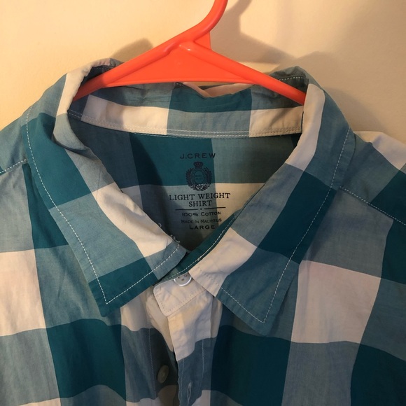 J Crew Shirt Turquoise Plaid Light Weight Sz Large - Picture 2 of 3